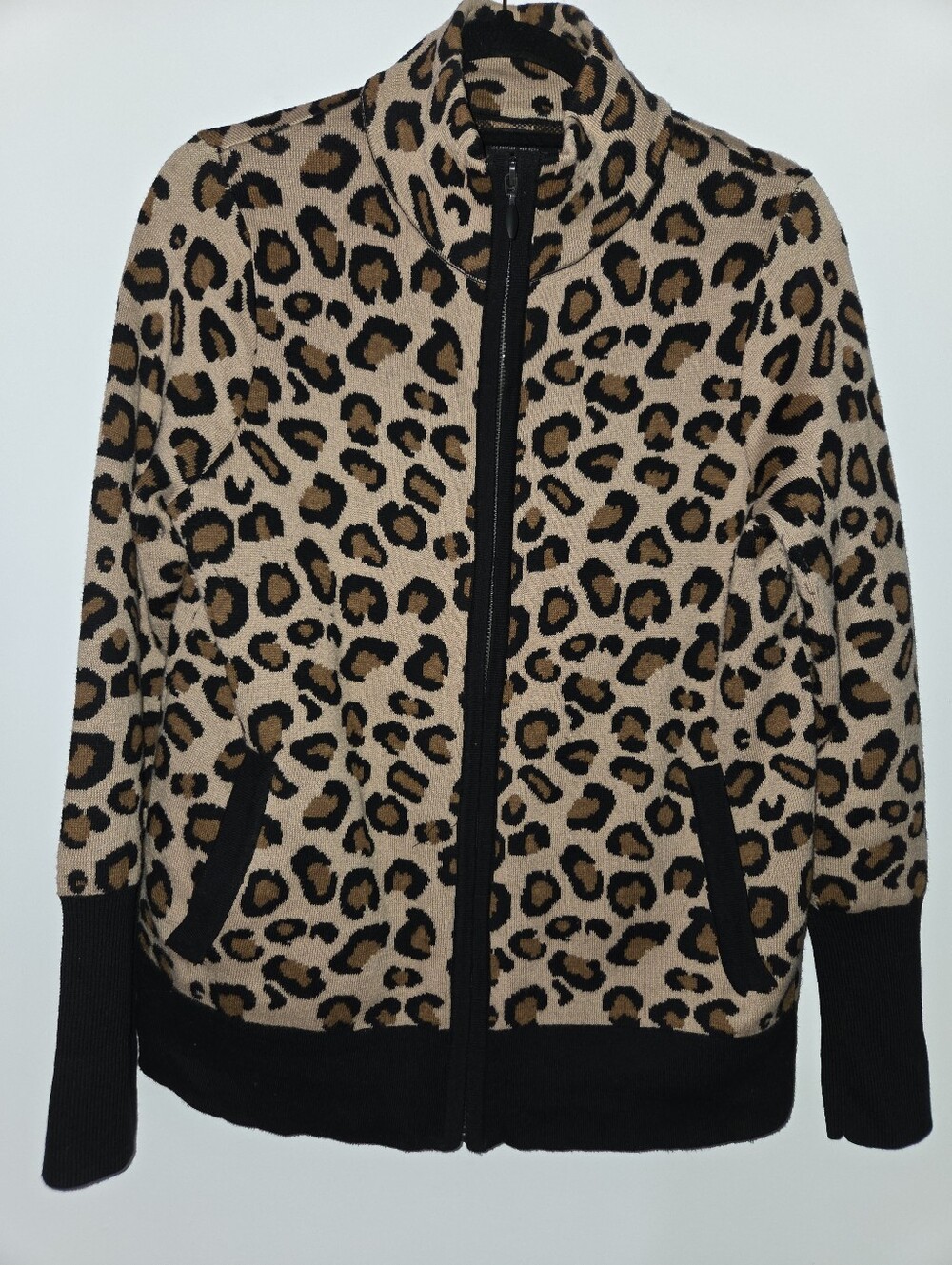 Rachel Zoe Leopard Print Zip-Up Jacket - Tan & Black